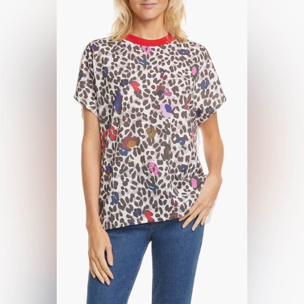 Ted Baker Multicolor Leopard Print Short Sleeve Top